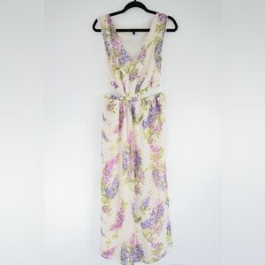 Express Cream Floral Maxi Dress with Purple & Green
